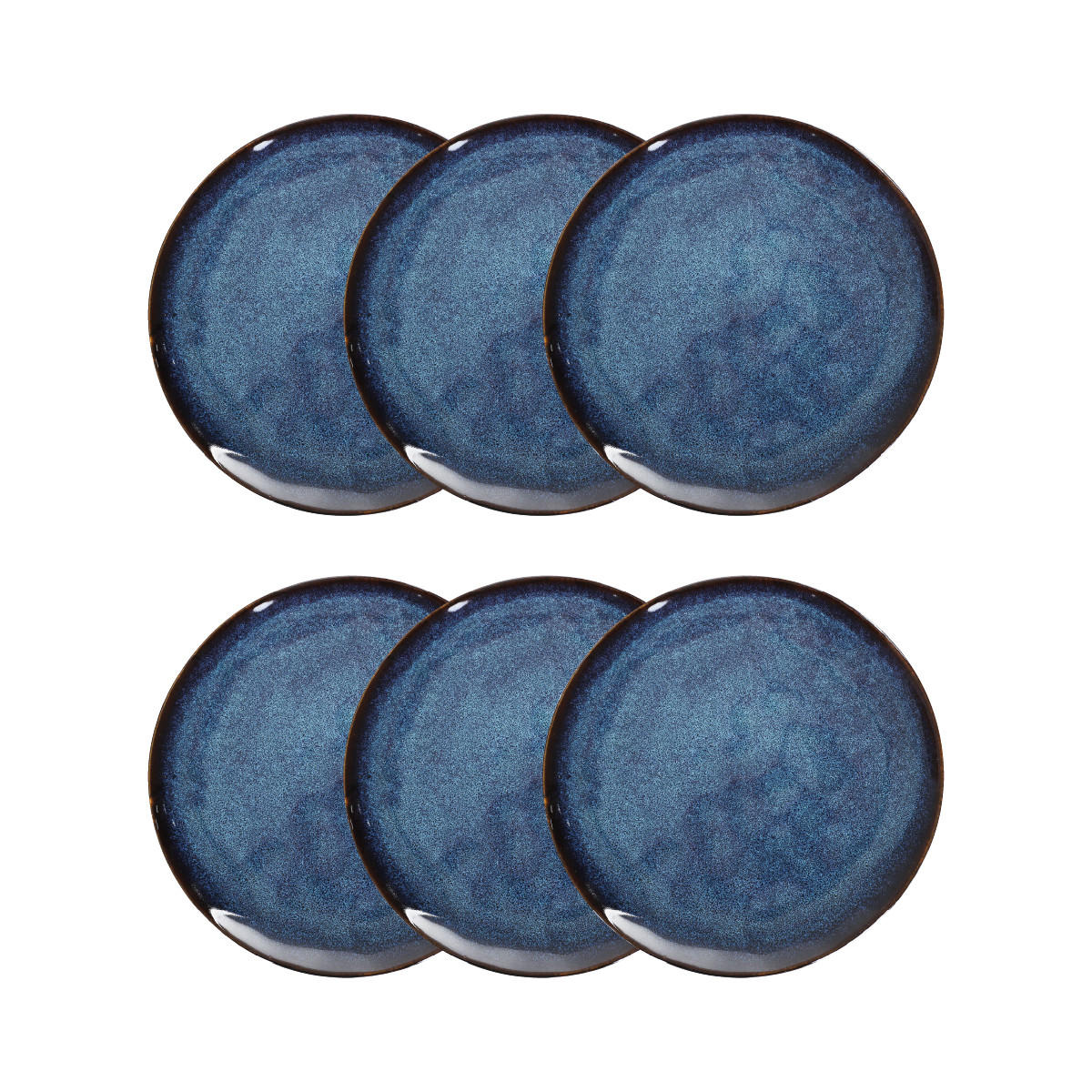 DESSERTTELLER Casper dunkelblau 20 cm 6er-Set - Schwarz/Dunkelblau, Keramik (20cm) - Homla