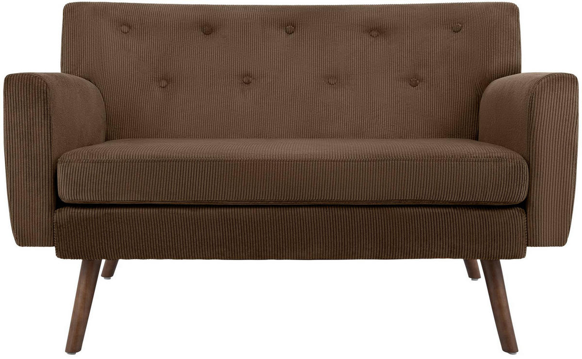 SOFA Arne Cord 2-Sitzer 120x74x81cm Cord Dunkelbraun Couch - Dunkelbraun, Kunststoff (120/81/74cm) - DELUKE