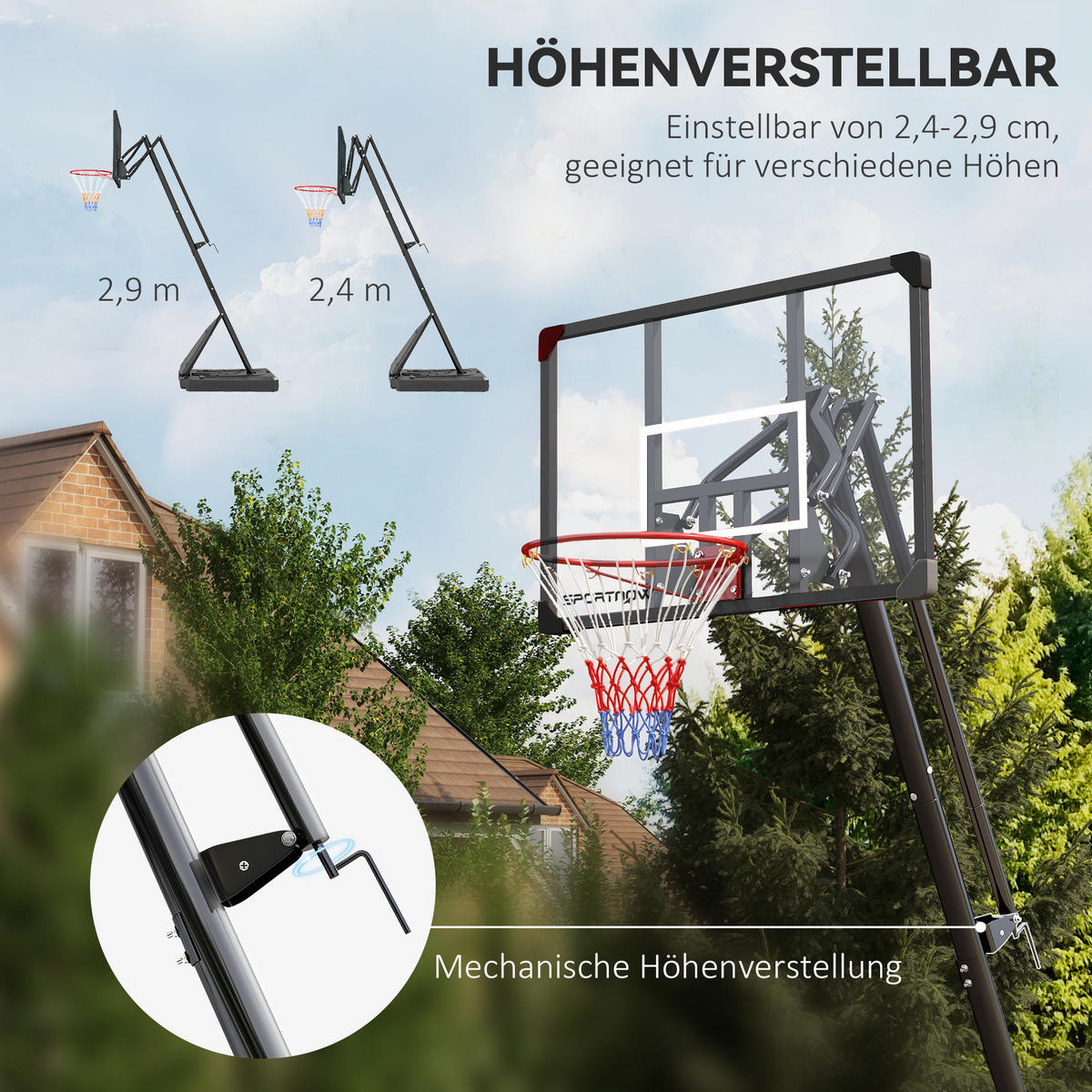 BASKETBALLSTÄNDER DE-10430 Schwarz - Schwarz, Metall (70.5/111cm) - ComfortXL