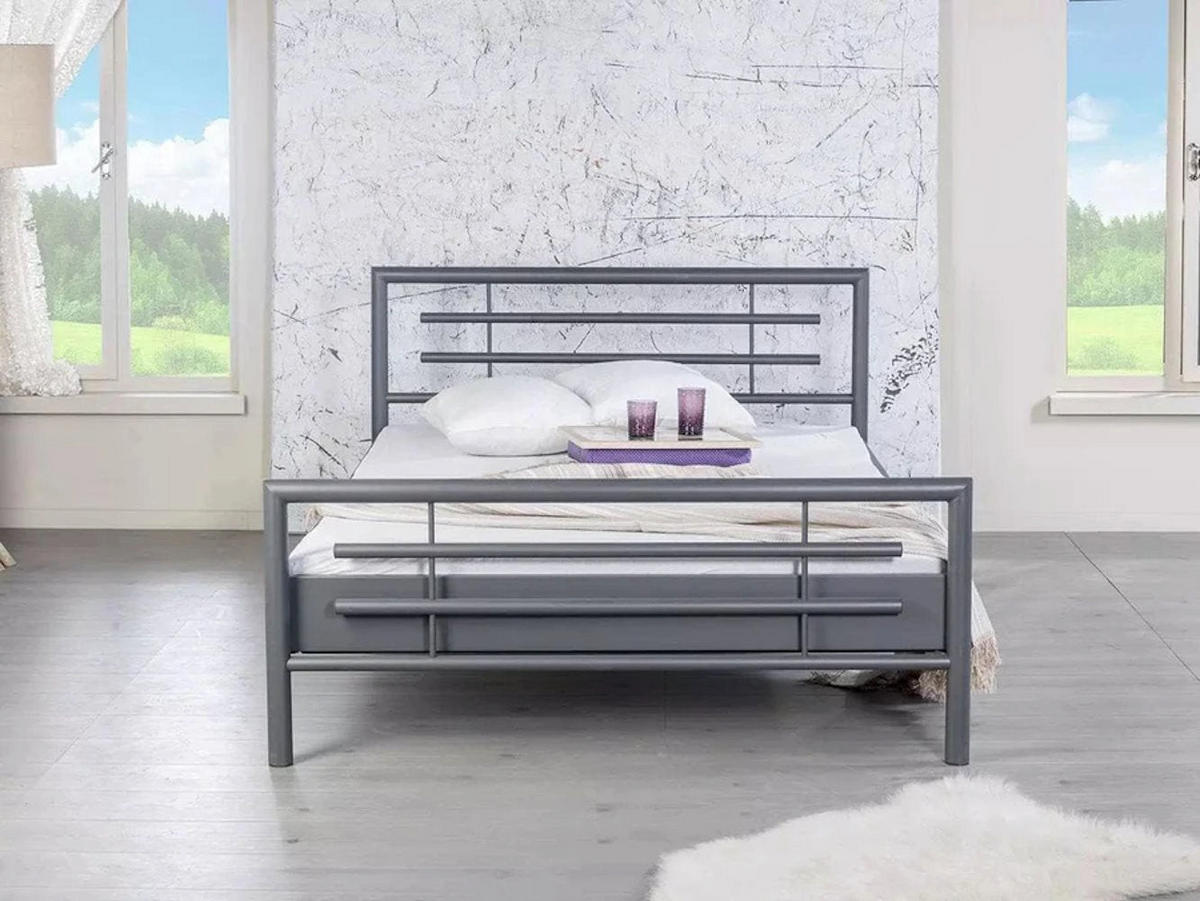 METALBETT Lola / 120 x 200 cm / dunkelgrau - Anthrazit, Metall (120/200cm) - BED BOX