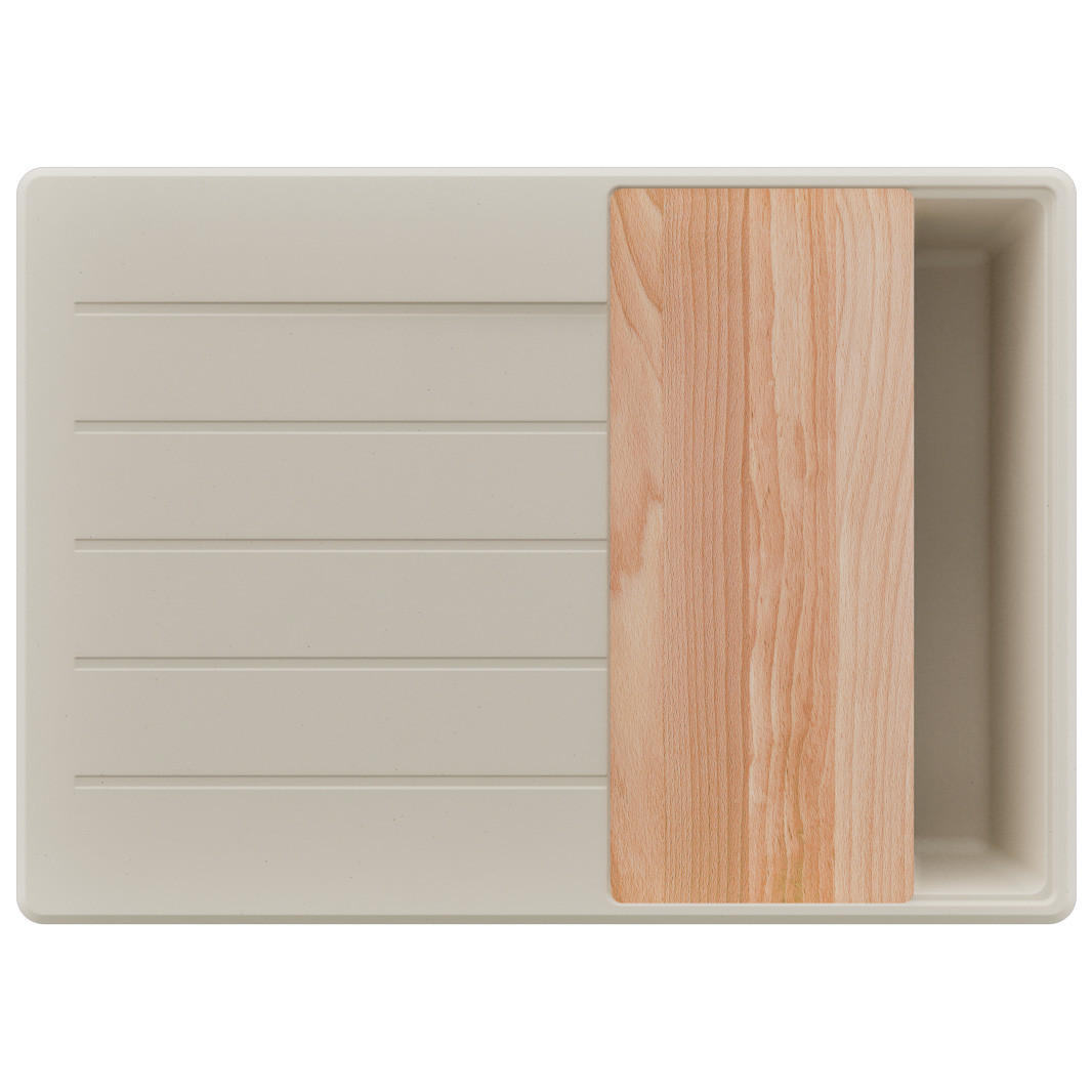 SPÜLBECKEN Kopenhagen, 2-er set Beige 70/50 cm 1 Becken + Ablauf-Set + Schneidebrett ab 40er Unterschrank - Beige, Kunststoff (70/20/50cm) - Primagran