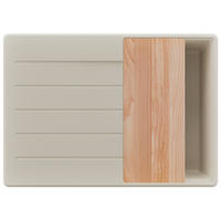 SPÜLBECKEN Kopenhagen, 2-er set Beige 70/50 cm 1 Becken + Ablauf-Set + Schneidebrett ab 40er Unterschrank - Beige, Kunststoff (70/20/50cm) - Primagran