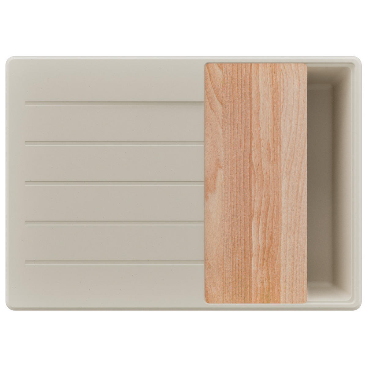 SPÜLBECKEN Kopenhagen, 2-er set Beige 70/50 cm 1 Becken + Ablauf-Set + Schneidebrett ab 40er Unterschrank - Beige, Kunststoff (70/20/50cm) - Primagran