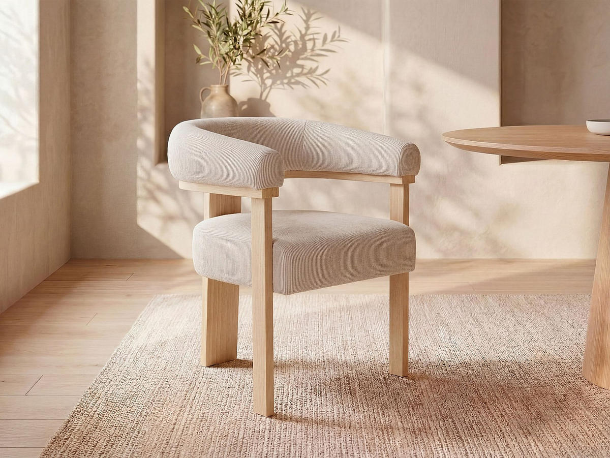 STUHL - 64 cm x 60 cm - Samt, Stoff - Beige, Naturfarben Hell - LIVELIA - Beige/Naturfarben, Textil (64/78/60cm) - Vente-Unique