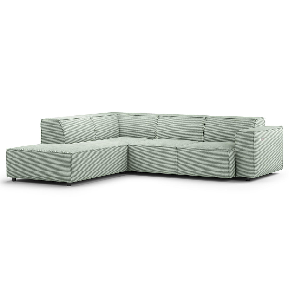 ECKSOFA mit Ottomane - Schwarz/Mintgrün, Kunststoff/Textil (260/234cm) - home24