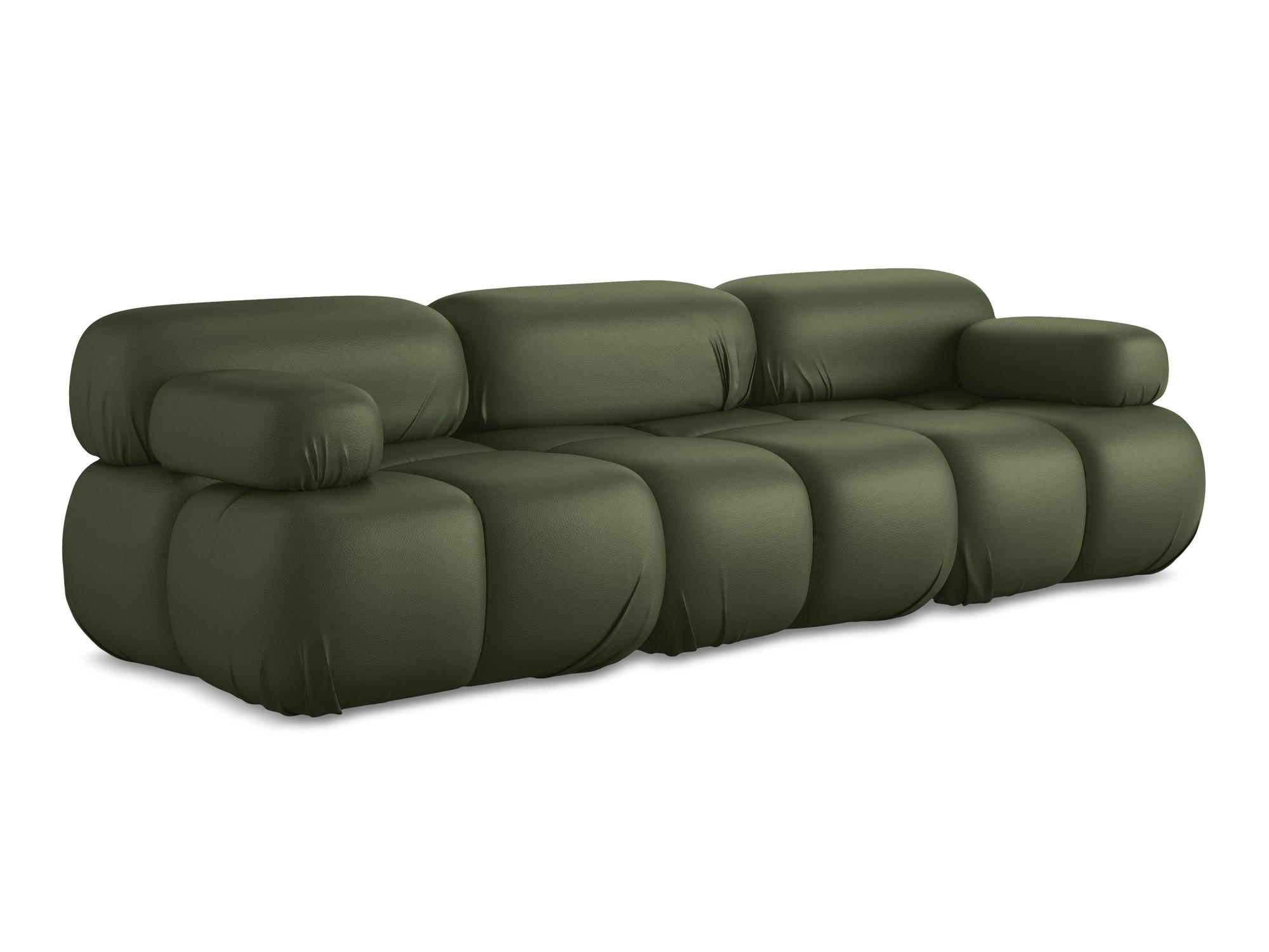 3-SITZER SOFA Kunstleder Grün - Schwarz/Grün, Leder/Kunststoff (285/70/96cm) - Makamii