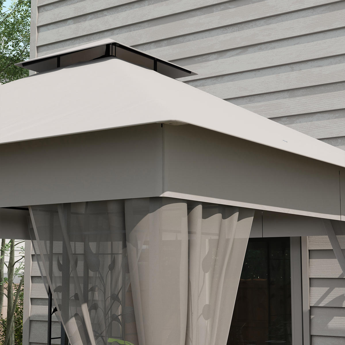 PAVILLON mit Doppeldach, 3x3 m Wasserabweisend Stabil Winterfest Gartenpavillon mit Moskitonetz Hellgrau - Grau, Metall (300/280/300cm)