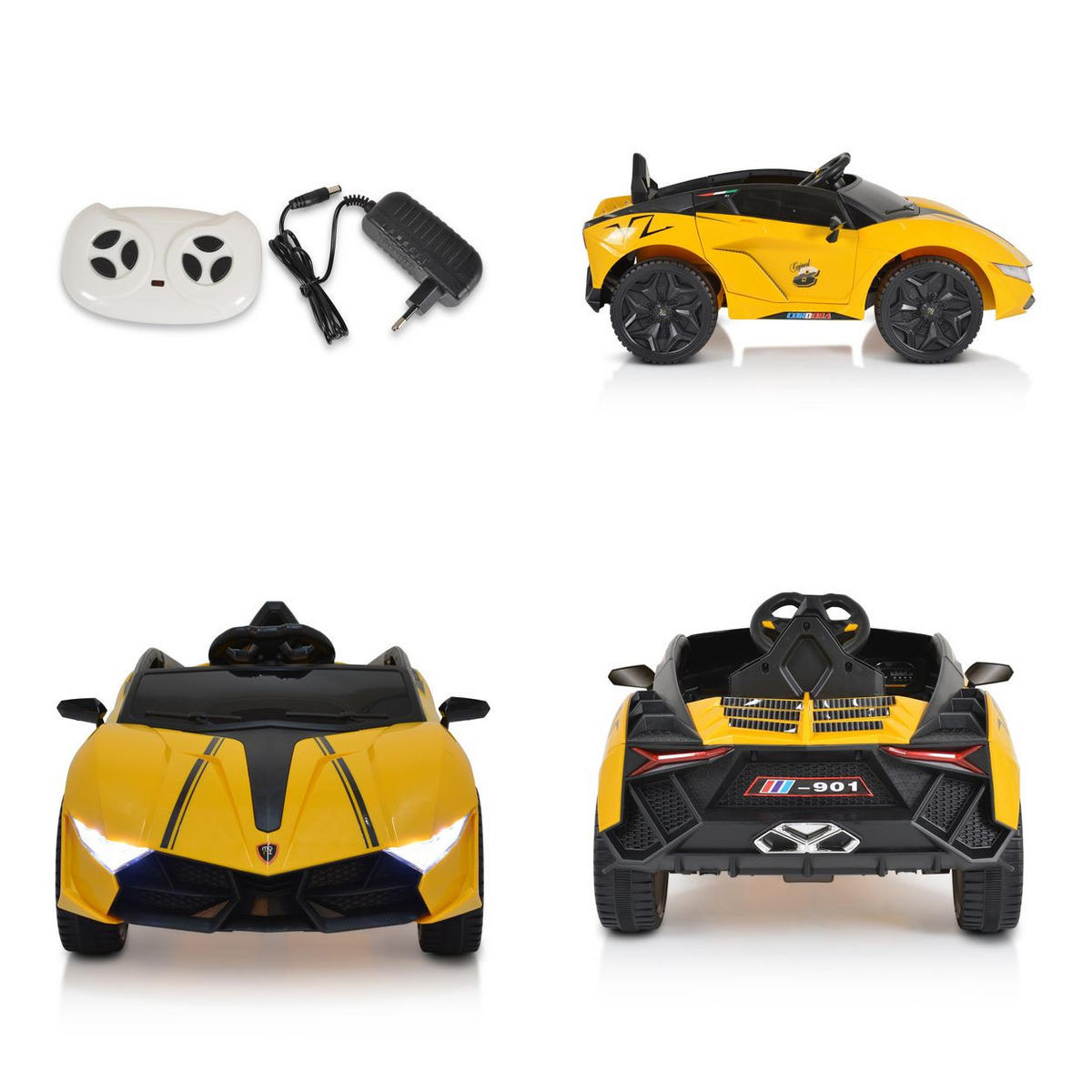 ELEKTROAUTO Cordoba MP3 gelb Anschluss, Fernbedienung, Gurt, Bluetooth - Gelb, Kunststoff (113/66/47cm) - Moni