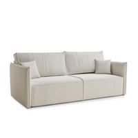 SOFA MIT SCHLAFFUNKTION Obra Hellbeige Webstoff - Creme/Schwarz, Holz/Holzwerkstoff (220/70/107cm) - Maison de Reve