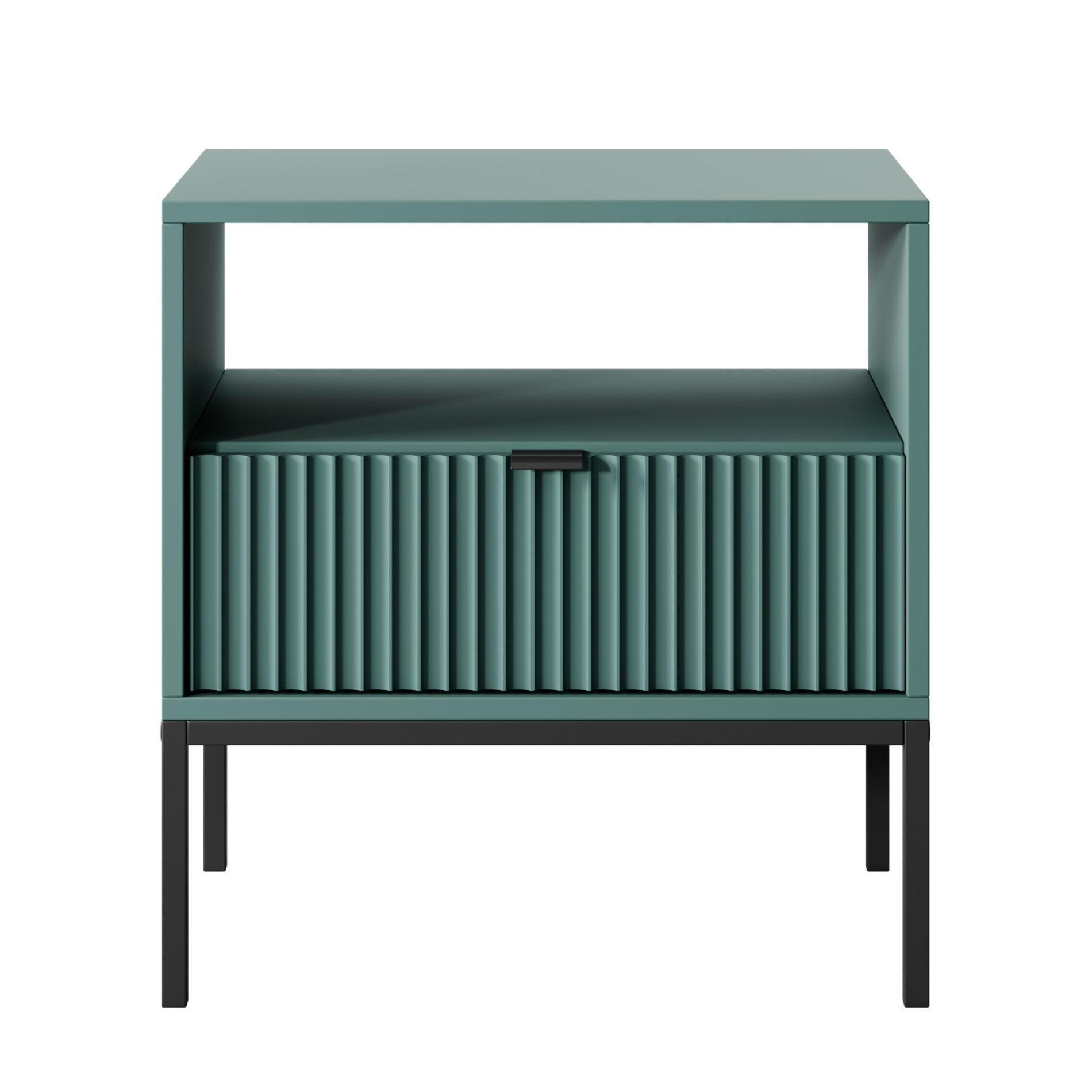 NACHTTISCH Vellore Grün mit Schublade, 54 cm - Schwarz/Grün, Holzwerkstoff/Metall (54/56/39cm) - Selsey