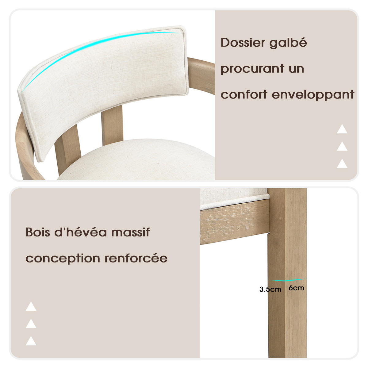 ESSZIMMERSTÜHLE 4er Holz Leinen modern Naturfarbe - Naturfarben, Naturmaterialien (60.5/78.5/57.5cm) - FLIEKS