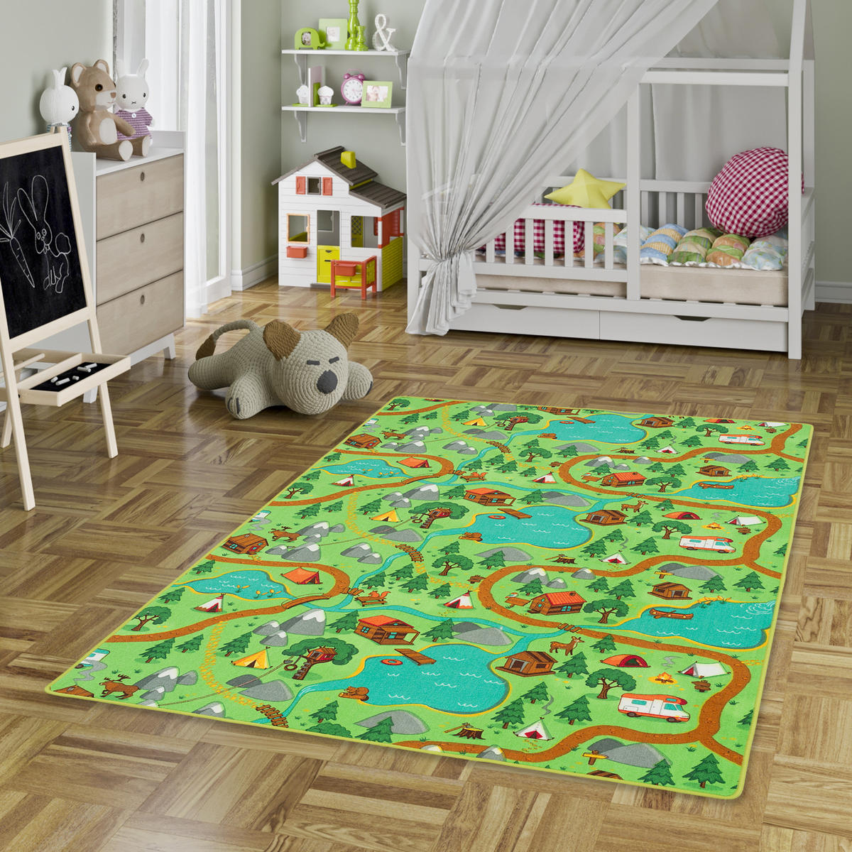 KINDER SPIEL STRASSENTEPPICH - Hellbraun, Textil (80/160cm) - Snapstyle