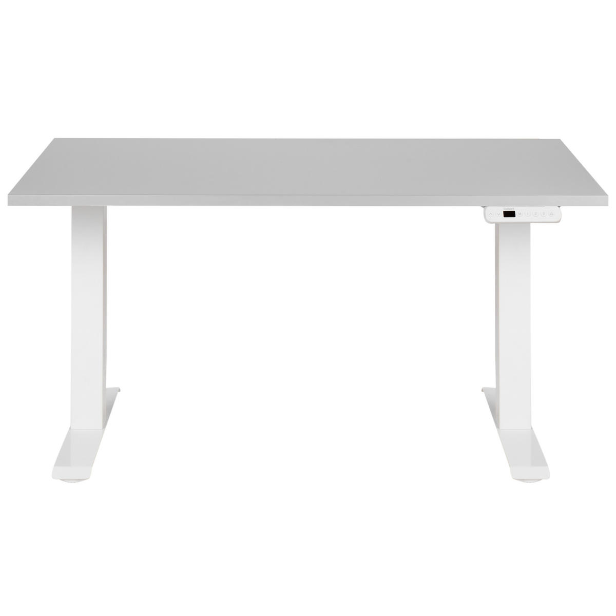 SCHREIBTISCH grauweiß 120/72 cm elektrisch höhenverstellbar Destin III - Weiß/Grau, Holz (72/120/63cm) - Beliani