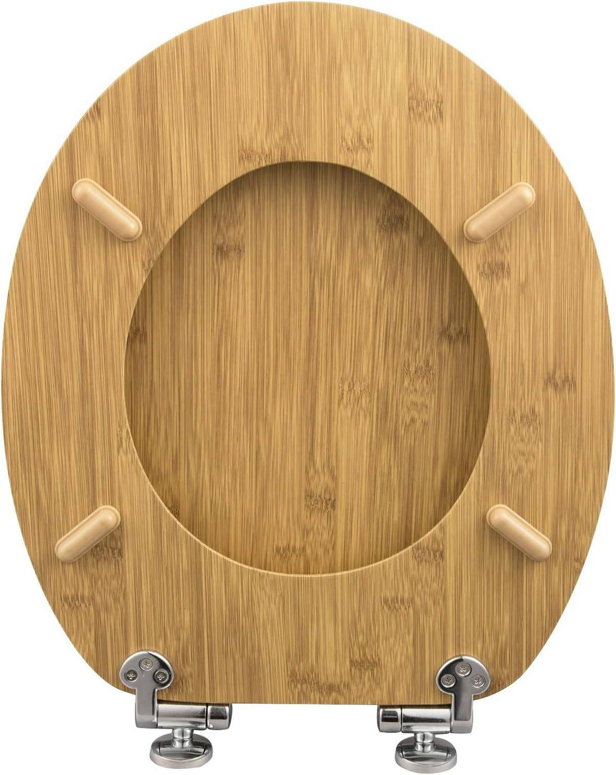 WC SITZ mit Absenkautomatik, MDF Holzkern, Antibakteriell - Hellbraun, Holzwerkstoff (37/2.5/43cm) - Woltu