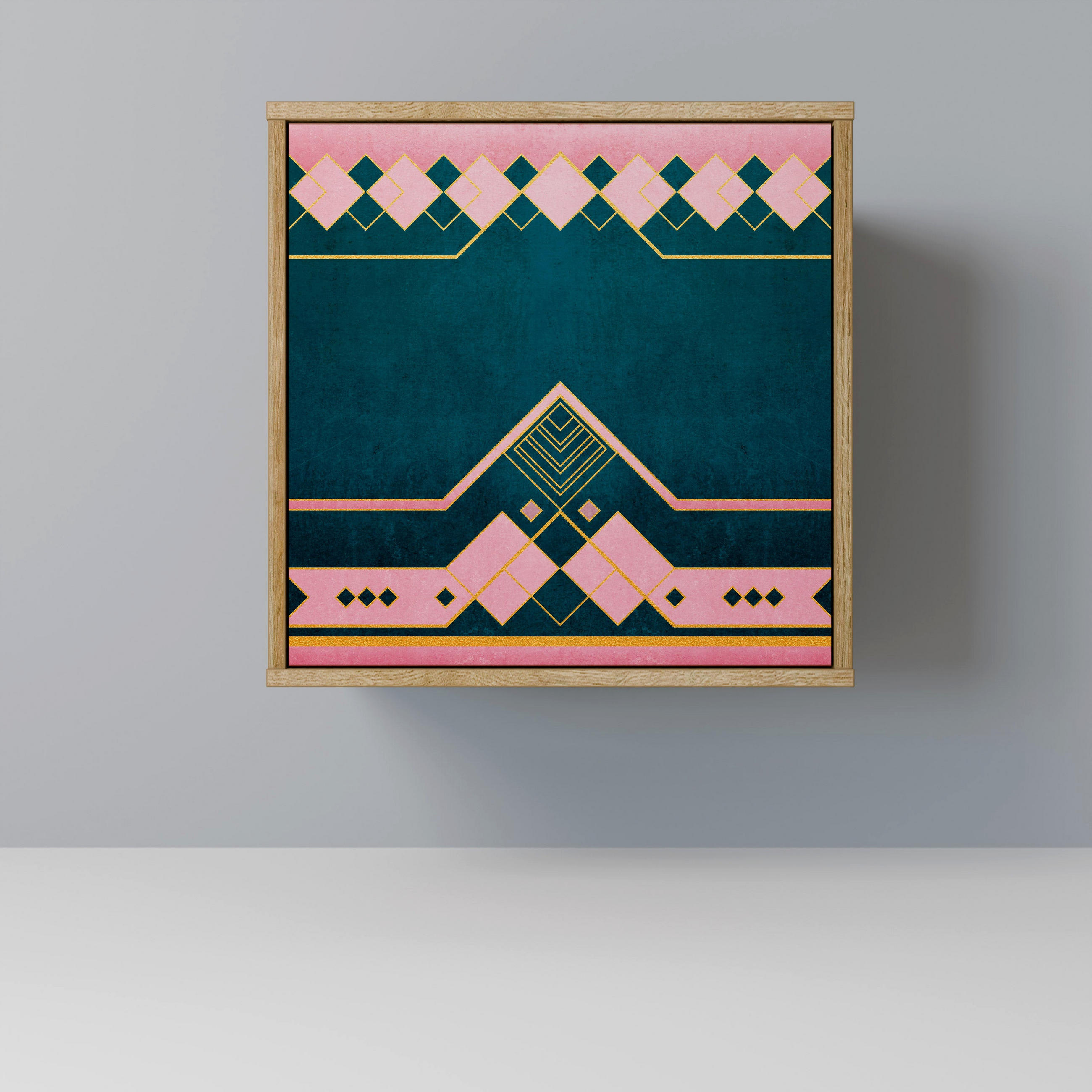 SIDEBOARD ROYAL COMPOSITION, Eichefarben, 57,5x42x57,5 cm, Ohne Füße - Eichefarben/Multicolor, Holzwerkstoff (57.5/57.5/42cm) - SpaceRebels