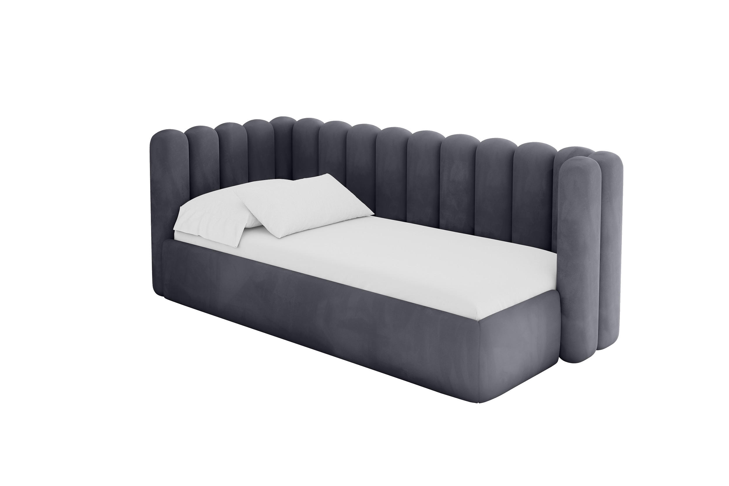 EINZELLBETT Jugendbett mit Bettkasten und Matratze H3/H4, Rechts - HUGY 100x200 Dunkelgrau - Dunkelgrau, Holzwerkstoff/Textil (100/200cm) - ALTDECOR