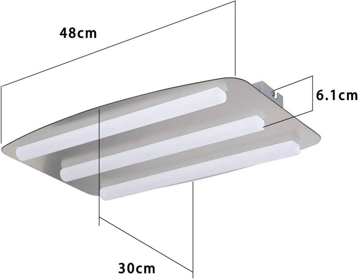 LED-DECKENLEUCHTE Ursula 48/30/7 cm - Grau, Metall (48/30/7cm) - Nettlife