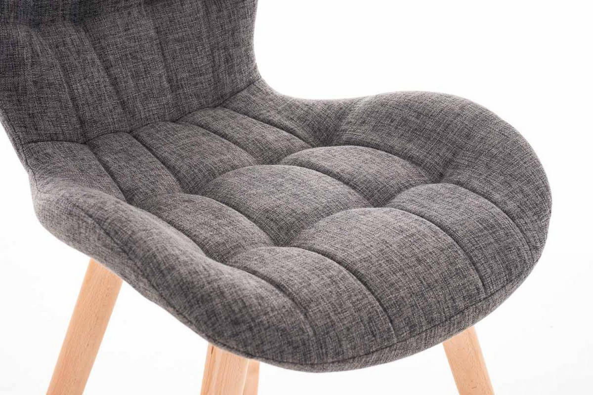 STUHL Stoff hellgrau - Eukalyptusholzfarben/Hellgrau, Holz/Textil (50/88/63cm) - CLP