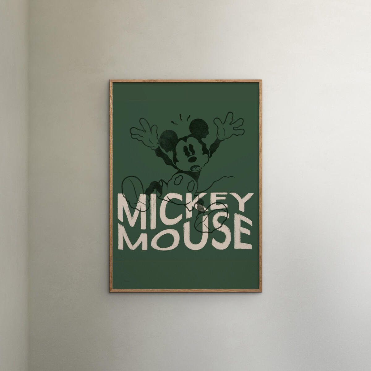 POSTER mit Rahmen Disney - Disney - Mickey Mouse Wavy Green - Eichefarben/Grün, Holz/Papier (70/100cm) - Poster&Frame
