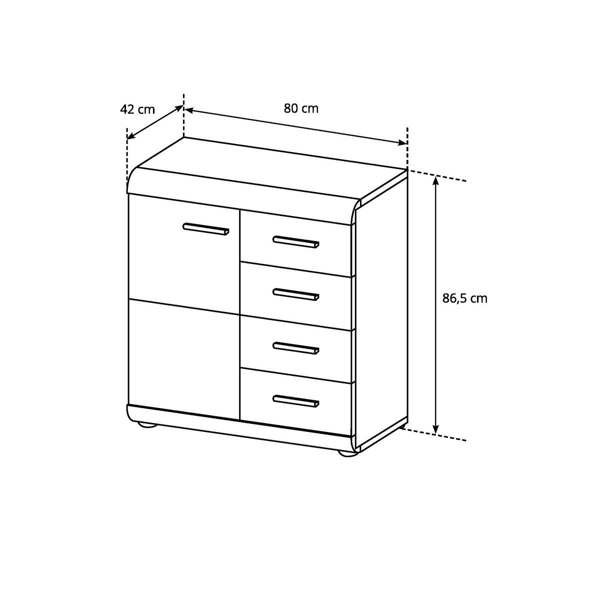 HIGHBOARD LYNGDAL KOM3 Eiche Sonoma - Sonoma Eiche, Glas/Holzwerkstoff (80/87/42cm) - Komodee
