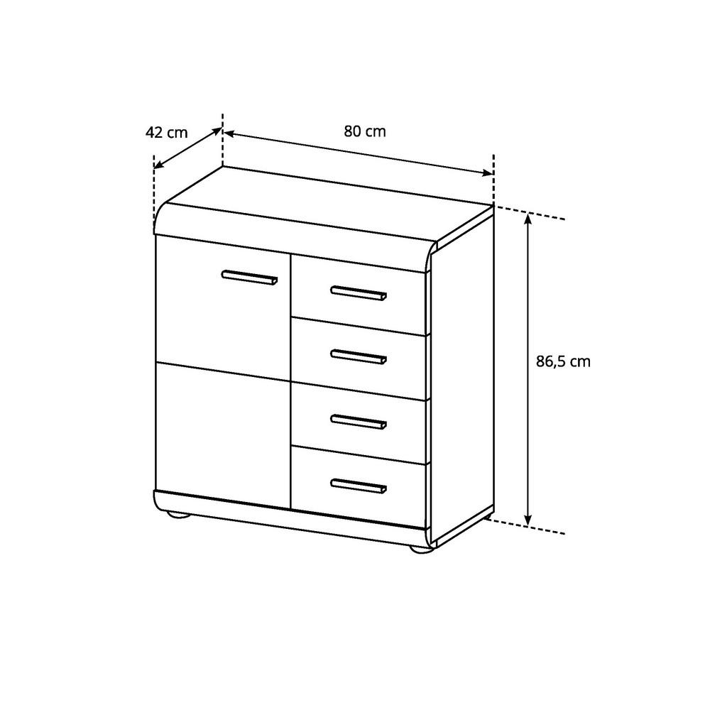 Thumbnail - Komodee Highboard, Sonoma Eiche, Glas, Holzwerkstoff, 1 Fächer, 4 Schubladen, 80x87x42 cm, Wohnzimmer, Kommoden & Sidebo...