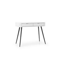 KONSOLENTISCH PORTO (Oval, Rillenfront, Weiß Matt, Schwarze Füße) - Schwarz/Weiß, Holz/Holzwerkstoff (49/103/80cm) - Ravio