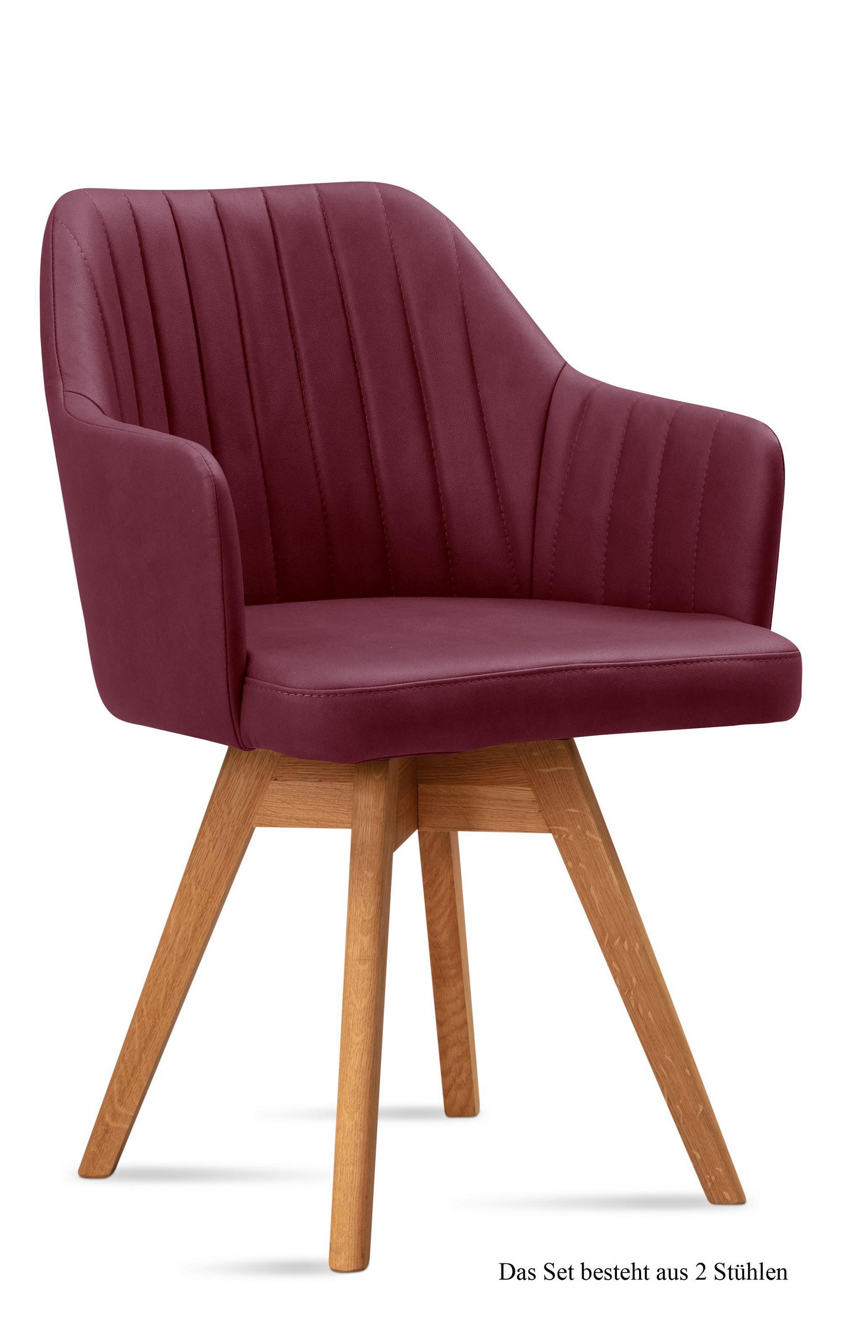 ARMLEHNSTUHL drehbar (2er-Set) Dotty 58x81x60 Eiche geölt/Marsala - Eichefarben/Brombeere, Kunststoff (60/81/58cm) - 58aufmkessel