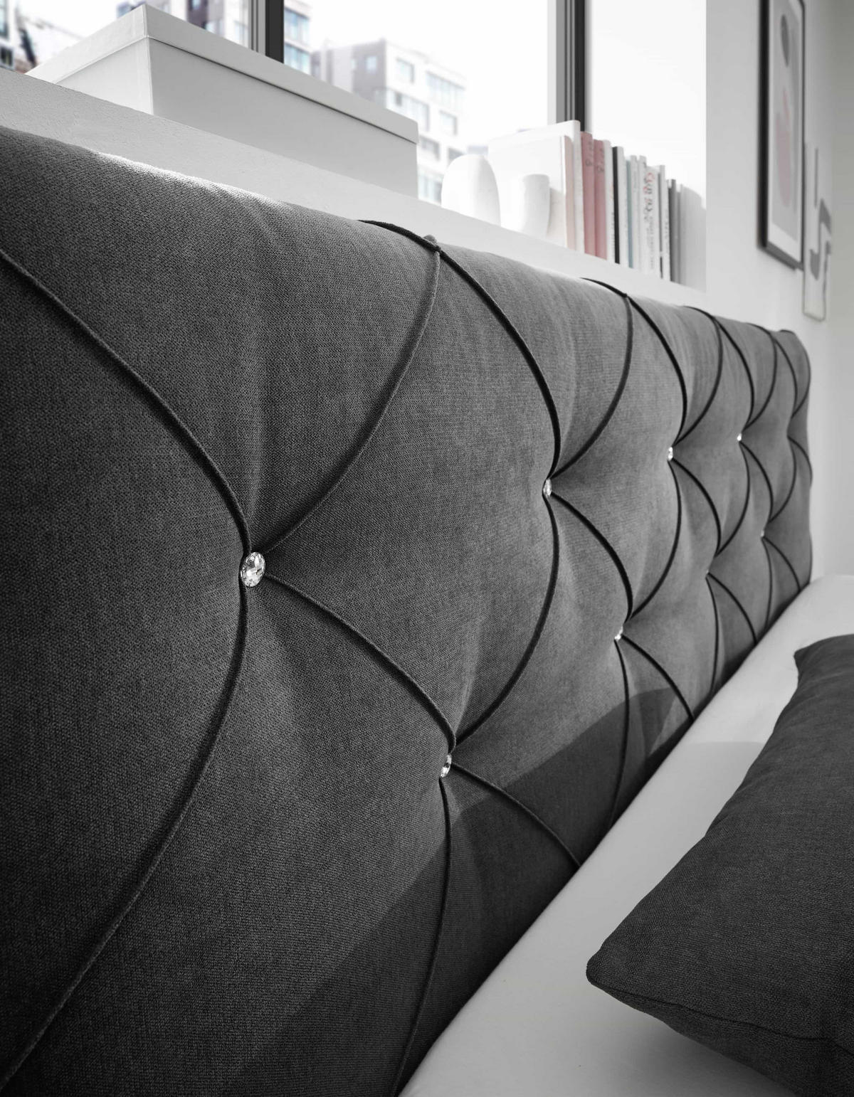 BOXSPRINGBETT 180 x 200 – Bonell-Box, 7-Zonen-Taschenfederkern & 6 cm Gel-Topper - Anthrazit, Textil (180/200cm) - ed exciting design