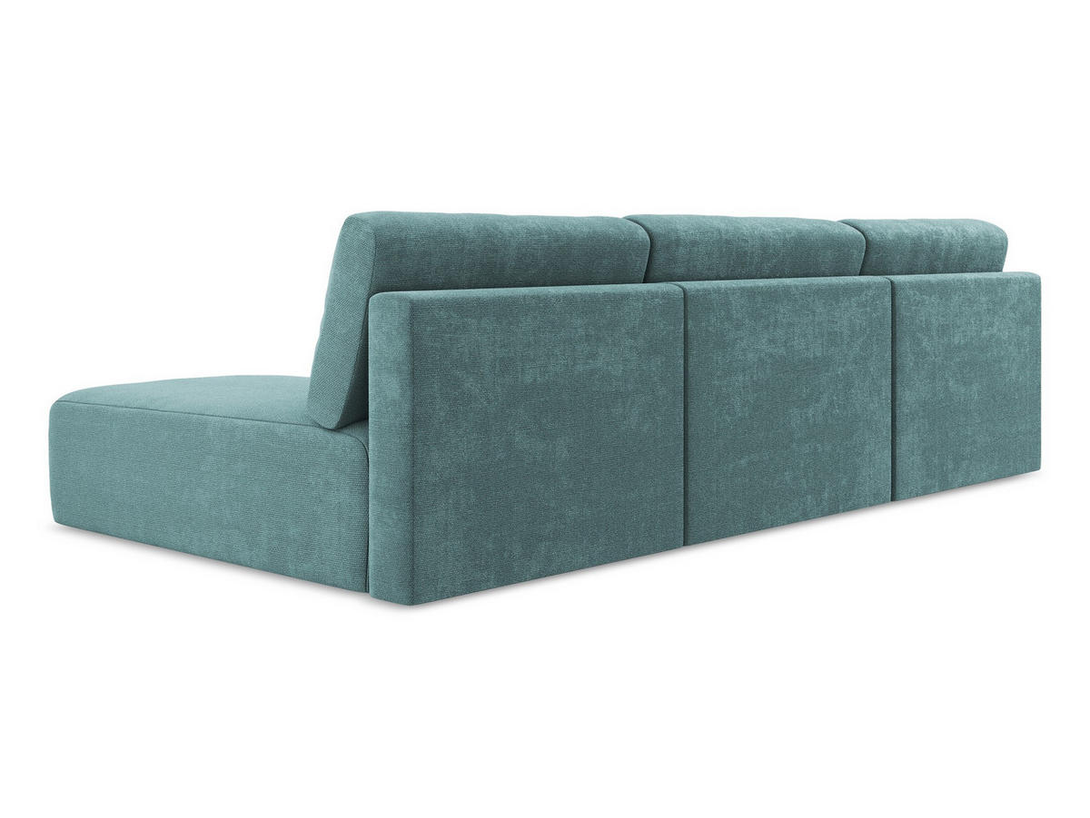 WOHNLANDSCHAFT Chenille Stoff Blau - Blau/Beige, Kunststoff/Textil (304/79/149cm) - Makamii