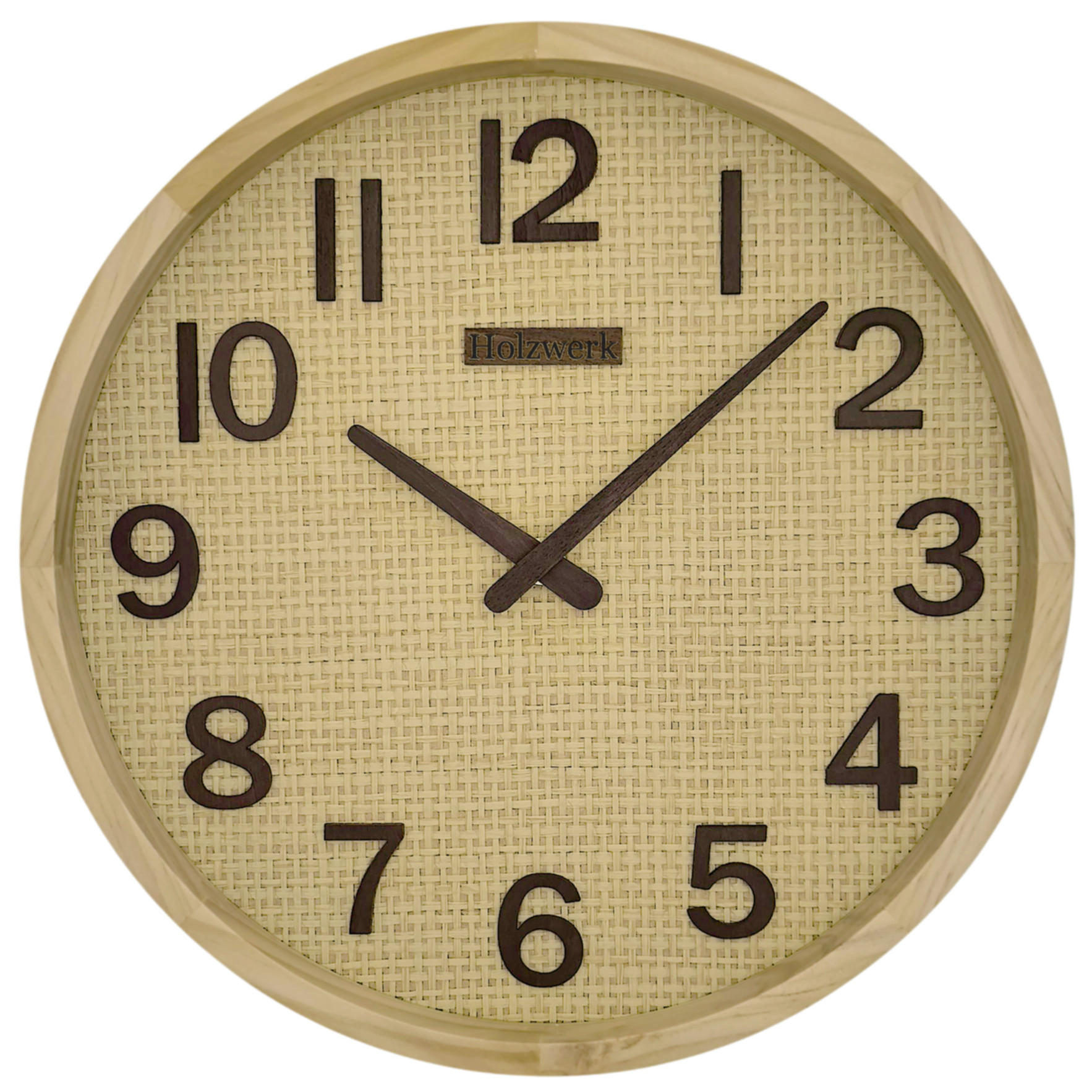 WANDUHR Holz BOHO Rattan SAARBURG Loft Wand Uhr, beige, braun - Beige/Braun, Holz/Kunststoff (30/30/4.8cm) - Holzwerk