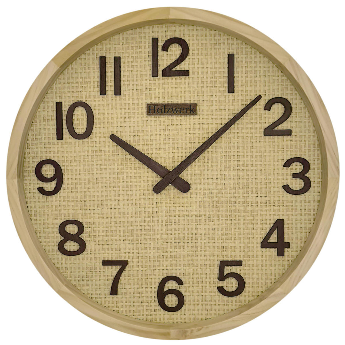 WANDUHR Holz BOHO Rattan SAARBURG (FUNK) Loft Wand Uhr, beige - Beige, Holz/Kunststoff (30/30/4.8cm) - Holzwerk