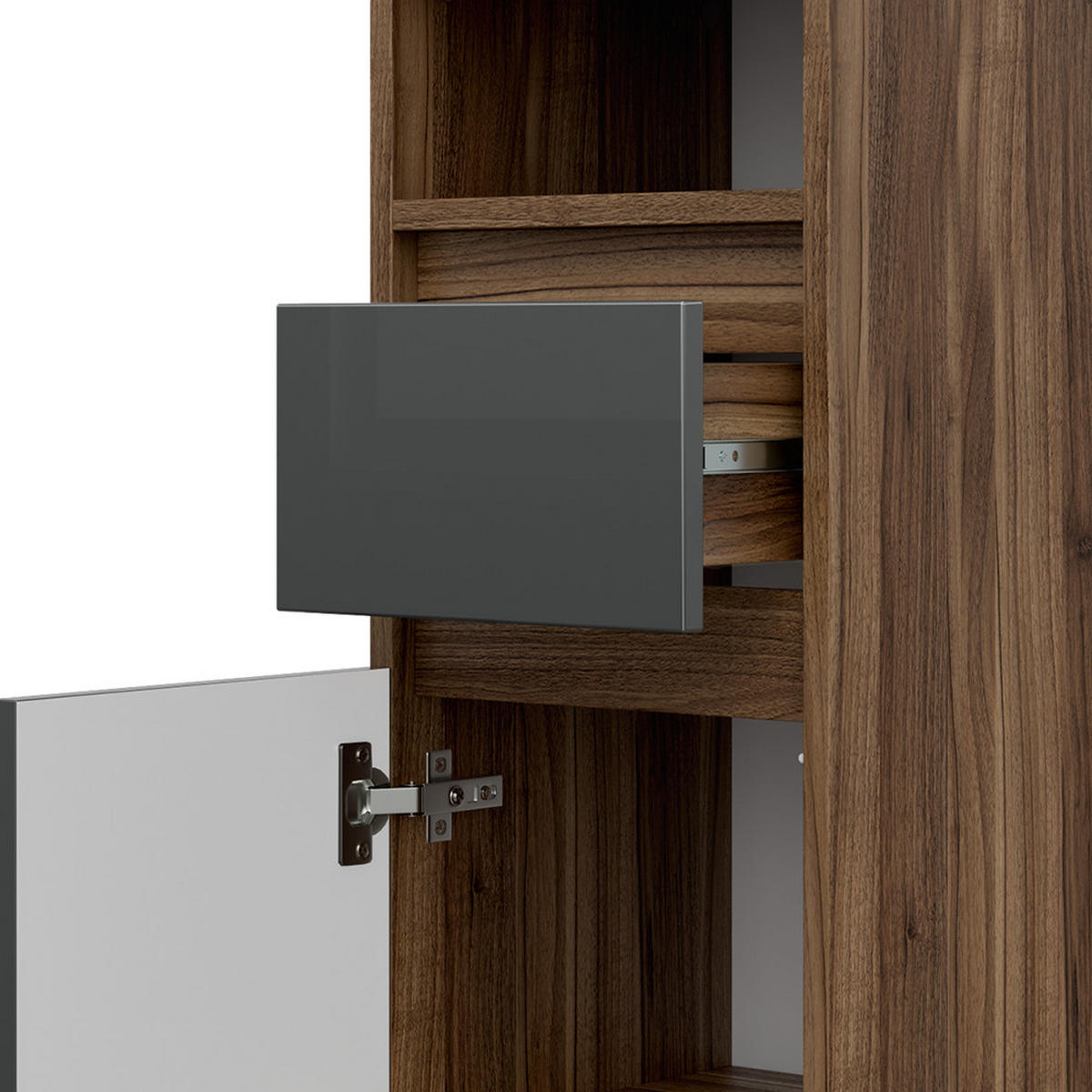 STŘEDNÍ SKŘÍŇKA Majest Antracitový vysoký lesk - barva vlašského ořechu/vysoce lesklá černá, kompozitní dřevo (30.2/96.3/30cm) - Vicco