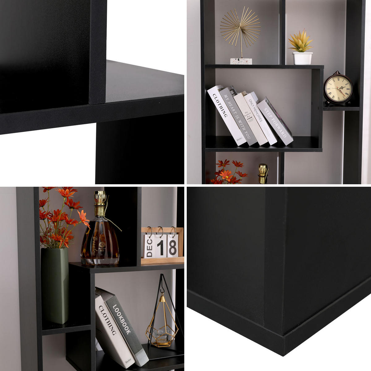 BÜCHERSCHRANK Jane Schwarz - Schwarz, Holzwerkstoff (25/175.3/67cm) - Happy Garden