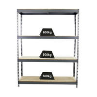 SCHWERLASTREGAL Wood Beast Four HxBxT 200 x 180 x 90 cm 4 Ebenen Fachlast 600 kg Grau - Grau, Metall (180/200/90cm) - PROREGAL