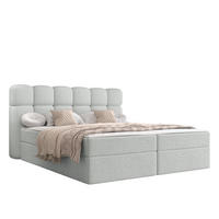 BOXBETT Softi 2 Boucle - H3 - Hellgrau/Schwarz, Holz/Holzwerkstoff (160/200cm) - MIRJAN24