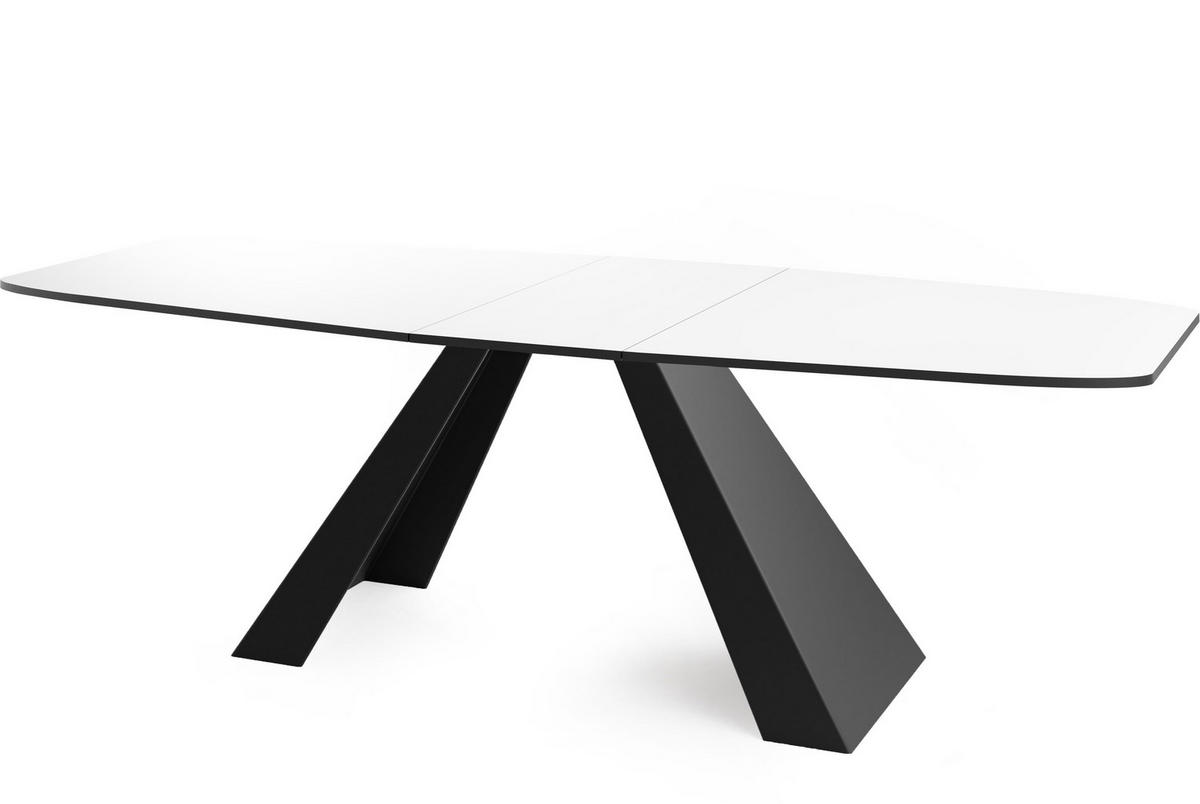 ESSTISCH Monte rechteckig ausziehbar, Weiß 160-200/80/76 cm - Schwarz/Weiß, Holzwerkstoff/Metall (160/80/76cm) - WFL GROUP