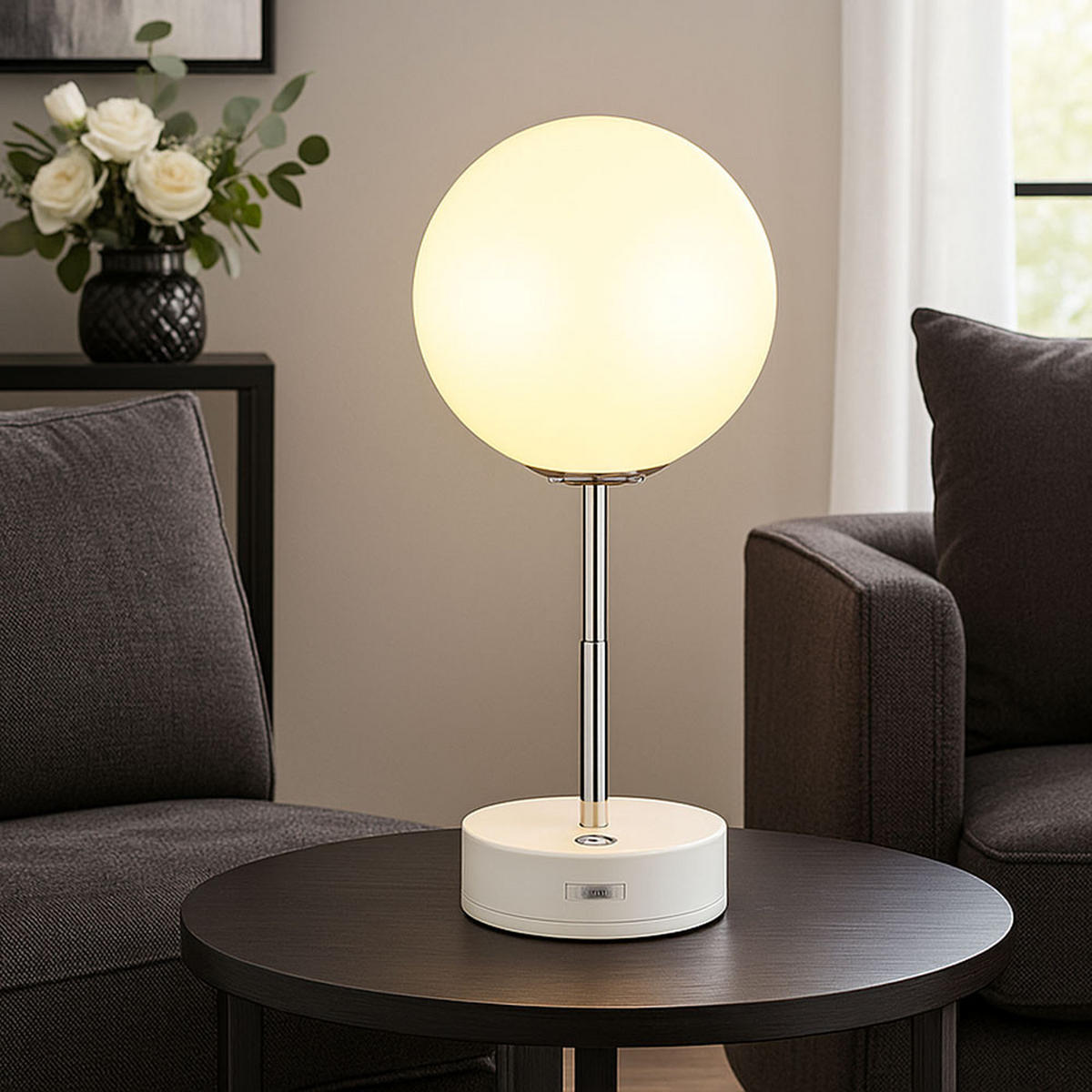 LED TISCHLEUCHTE Grada Weiß - Weiß, Metall (12/12/28cm) - Globo Lighting