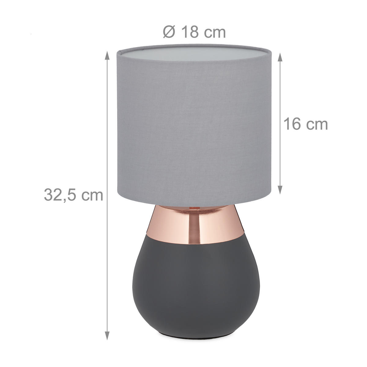 NACHTTISCHLAMPE - Multicolor, Kunststoff/Textil (18/18/32.5cm) - Relaxdays