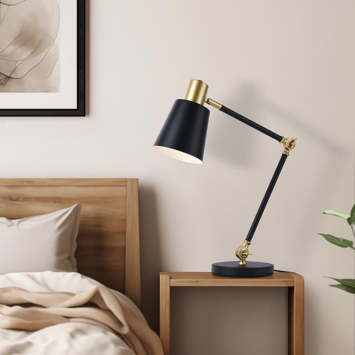 SCHREIBTISCHLAMPE Abergele - Goldfarben/Schwarz, Metall (17/38/68cm) - lux.pro