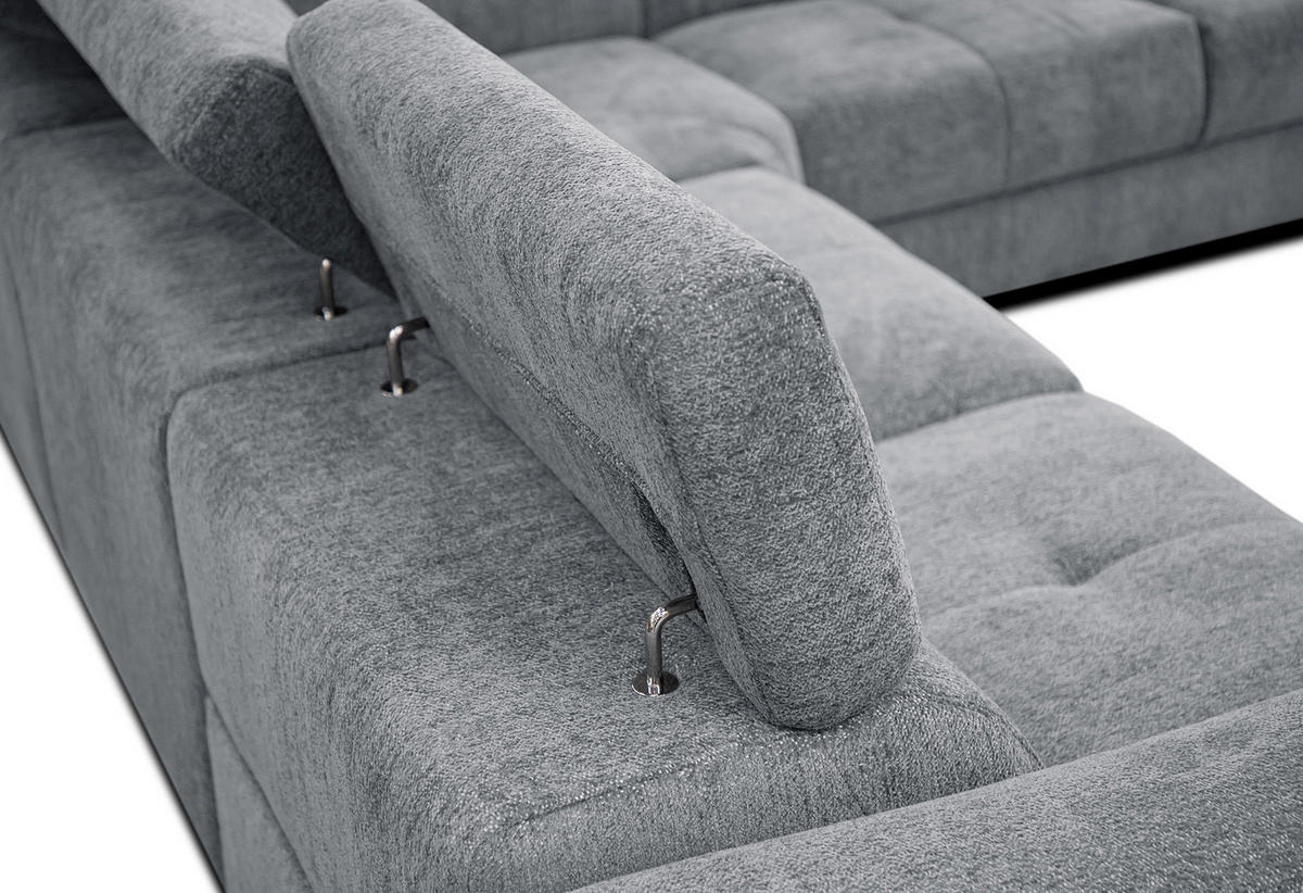 ECKSOFA CALVERA 5-Sitzer mit 1 Relaxfunktion, grau - Grau, Holzwerkstoff/Textil (297/239cm) - Courtois Laville