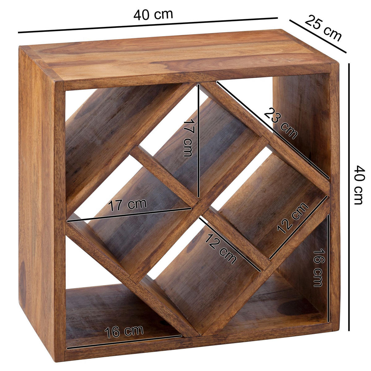 WEINREGAL Massivholz für 8 Flaschen platzsparend - Braun, Holz (40/40/25cm) - KADIMA DESIGN