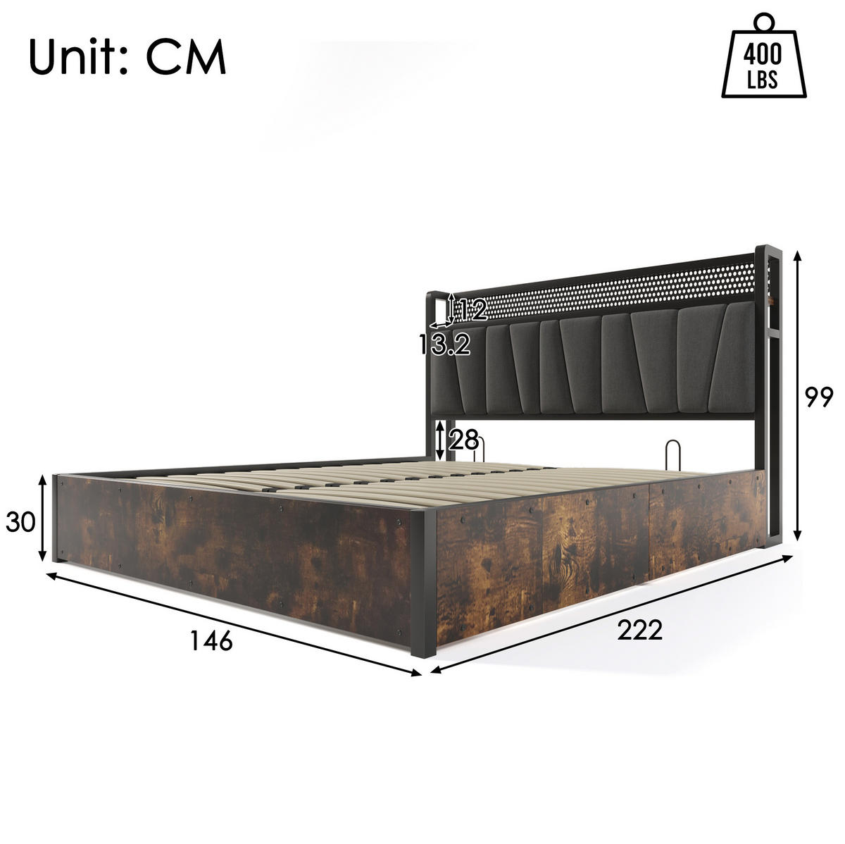 POLSTERBETT 140/200 cm mit Bettkasten, RGBW LED-Kopfteil & USB/Steckdosen, grau - Grau, Textil (140/200cm) - Redom