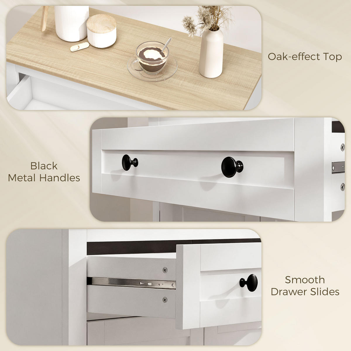 SIDEBOARD DE-08724 mit Schublade & verstellbarem Regal Weiß - Weiß, Holzwerkstoff (78.5/80/35cm) - ComfortXL