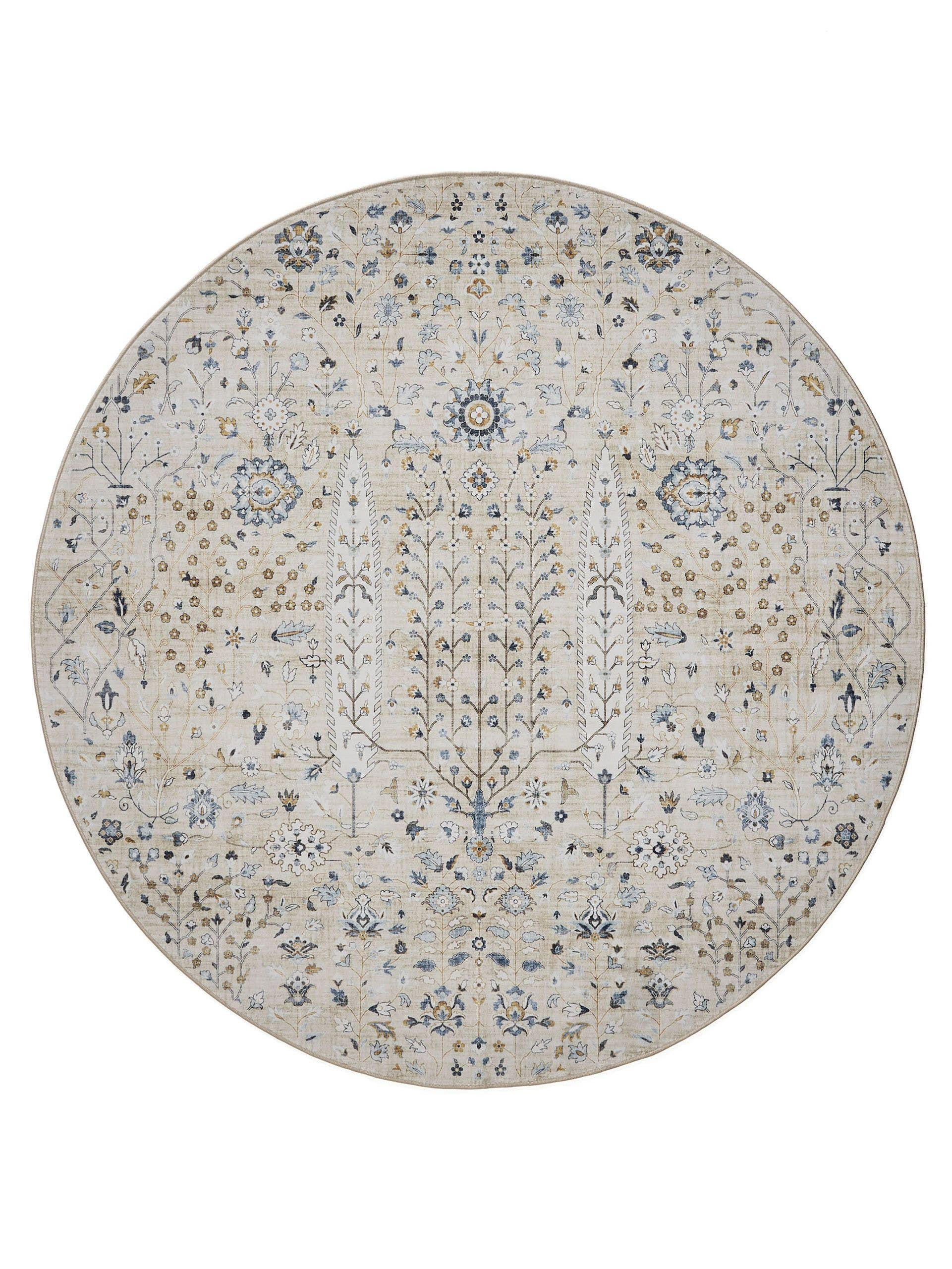 VINTAGE-TEPPICH George waschbar ø 120 cm rund - Beige, Kunststoff (120/120cm) - benuta