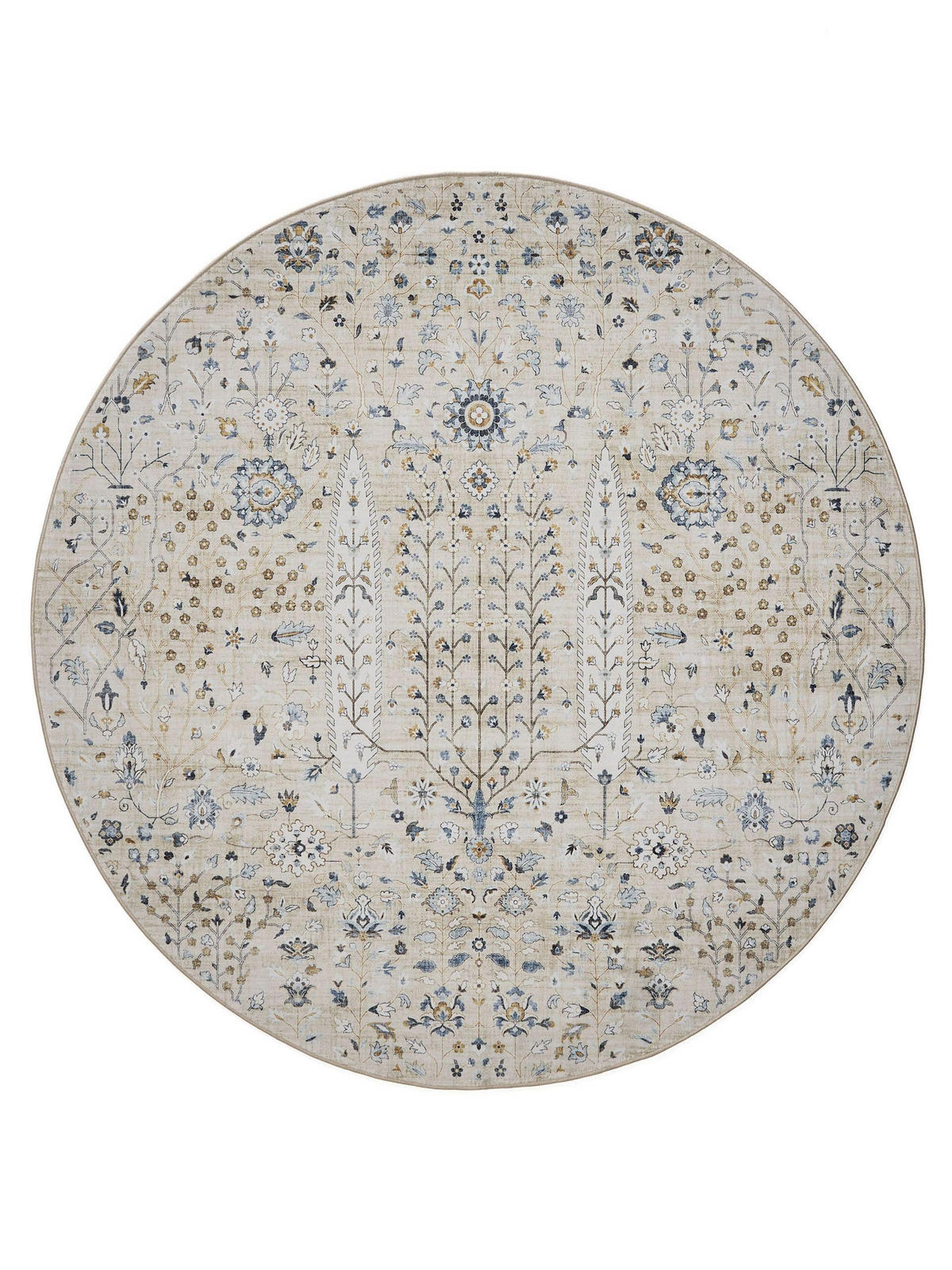 VINTAGE-TEPPICH George waschbar ø 160 cm rund - Beige, Kunststoff (160/160cm) - benuta