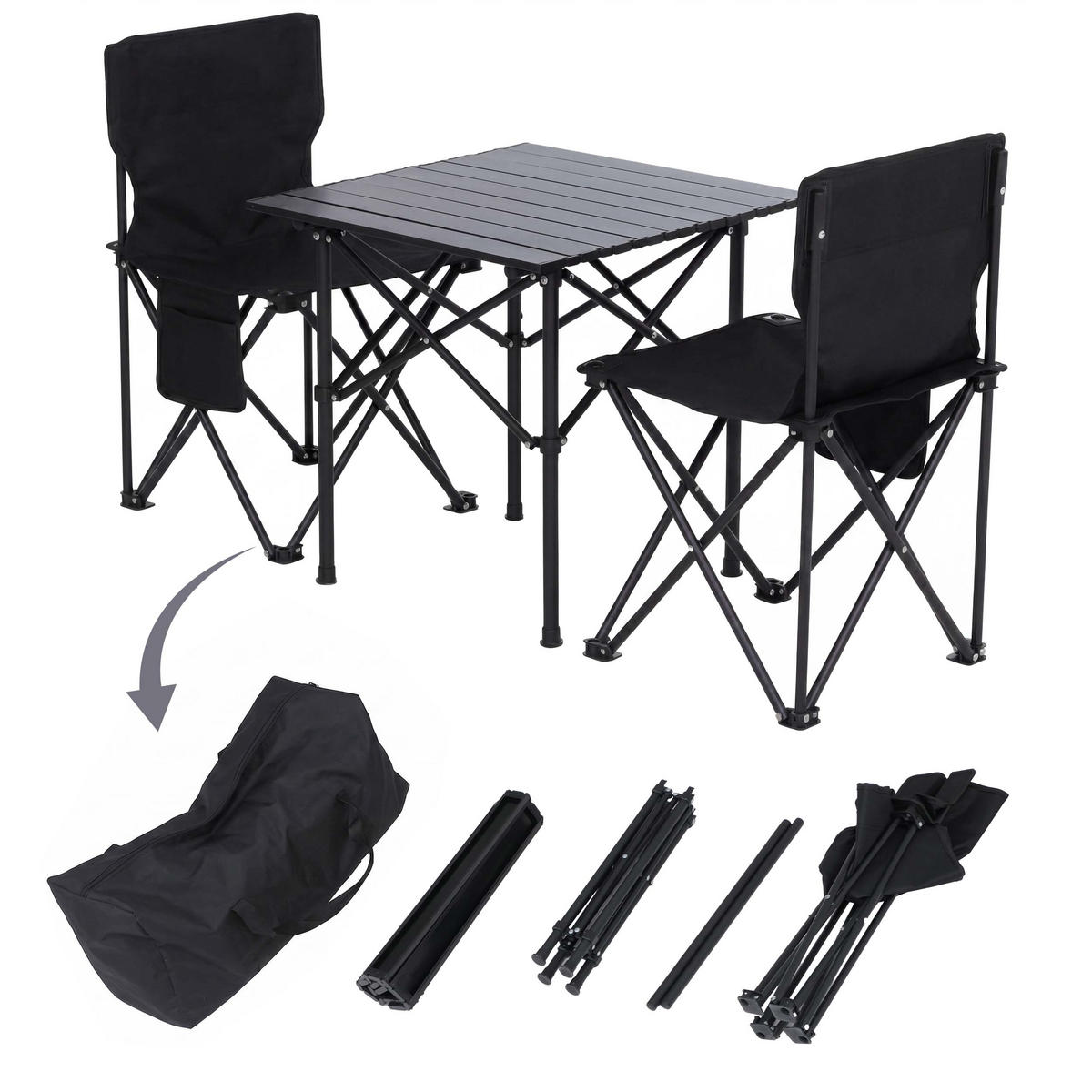 CAMPINGSET Schwarz - Schwarz, Textil (51/65/53cm) - MCW