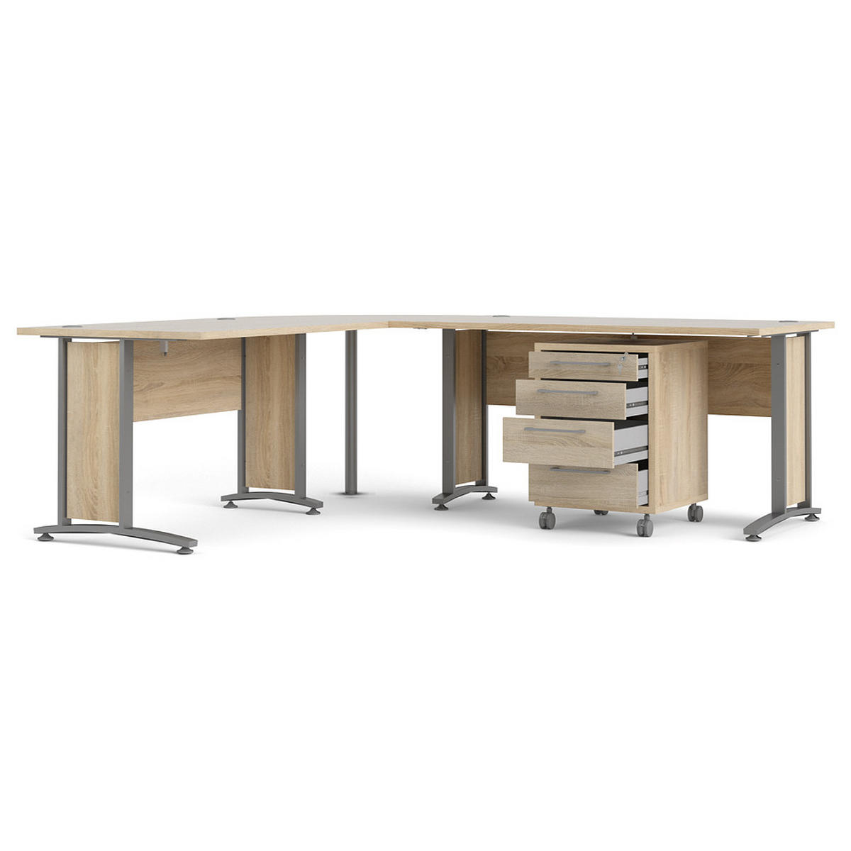 ECKSCHREIBTISCH Eiche Dekor - Eiche Wotan, Holzwerkstoff (230/200/75cm) - ebuy24