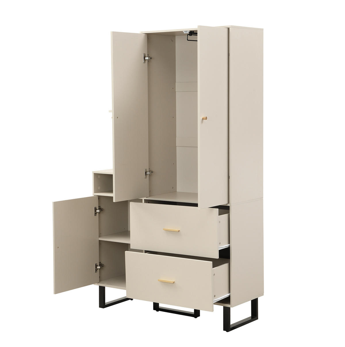 KOMPAKTGARDEROBE 110/38/186 cm aus MDF mit gepolsterten Paneelen Graubeige - Beige, Holzwerkstoff (110/186/38cm) - Modenvie