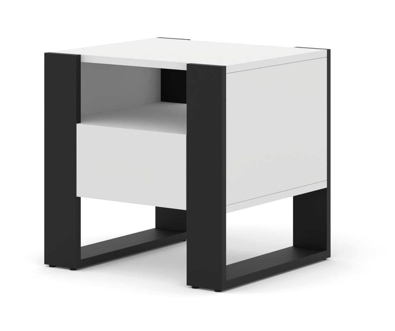 Raumhirsch Furniture Nachttisch Weiß, Schwarz 48x48x40 cm