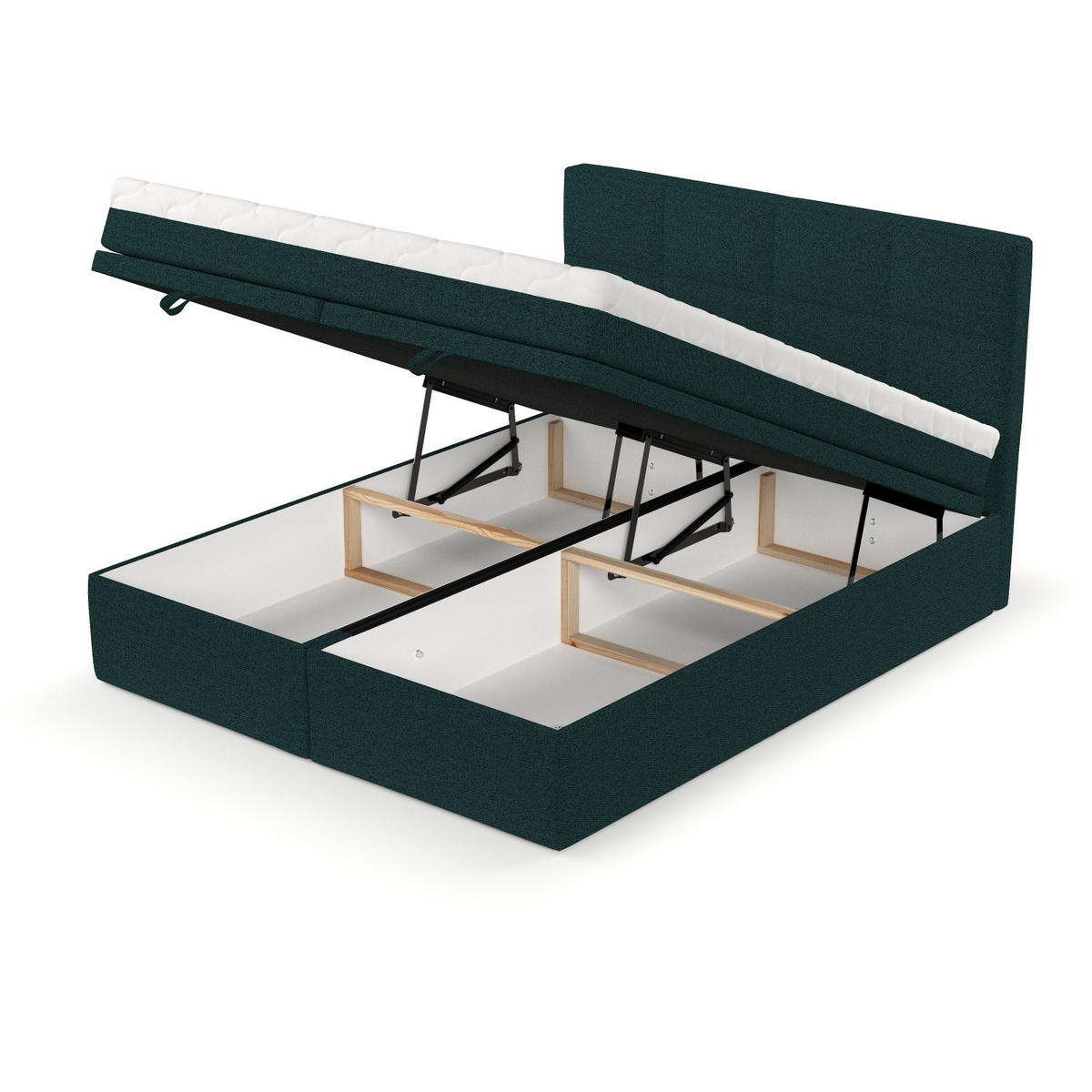 BOXBETT Tessa 200/200 cm Grün im Riva Stoff - Schwarz/Grün, Holz/Holzwerkstoff (200/200cm) - AltaBeds
